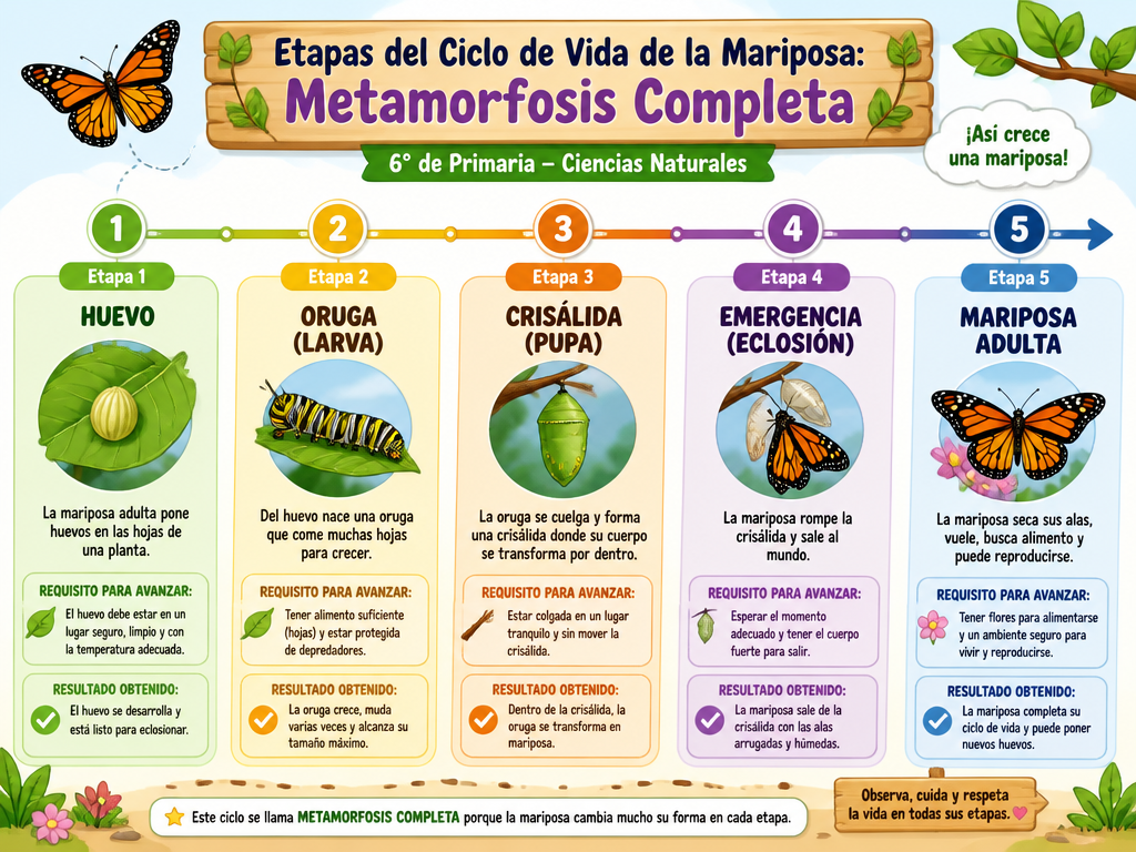 Etapas del Ciclo de Vida de la Mariposa: Metamorfosis Completa