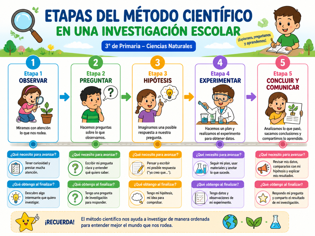 Etapas del Método Científico en una Investigación Escolar