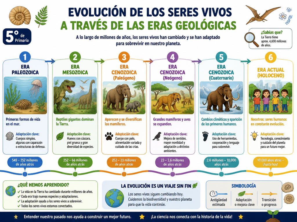 Evolución de los Seres Vivos a través de las Eras Geológicas