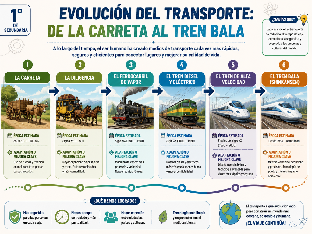 Evolución del Transporte: De la Carreta al Tren Bala