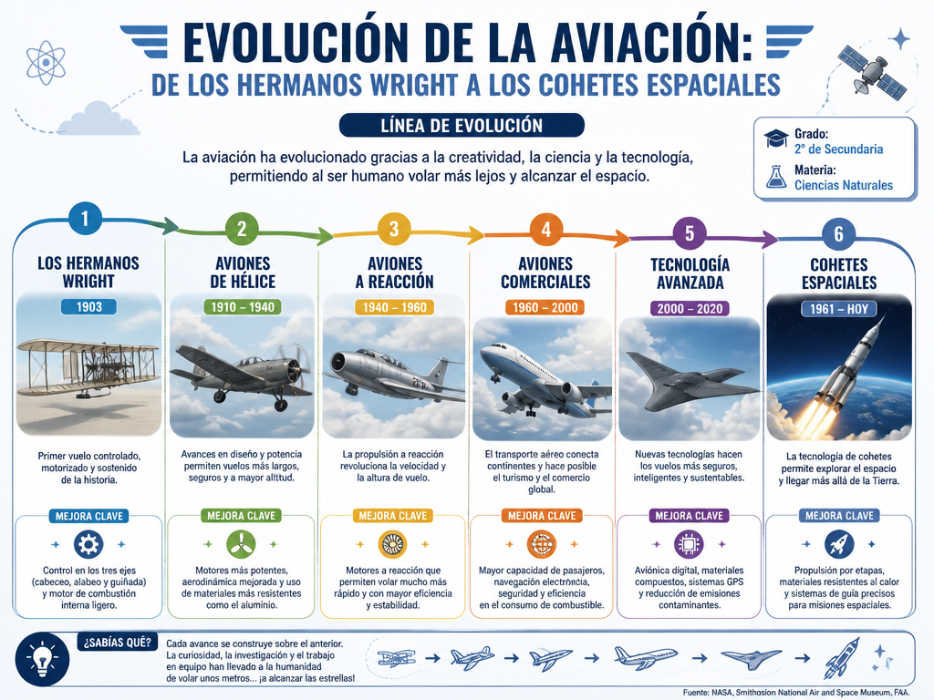 Evolución de la Aviación: De los Hermanos Wright a los Cohetes Espaciales