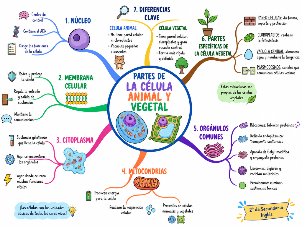 Partes de la Célula Animal y Vegetal