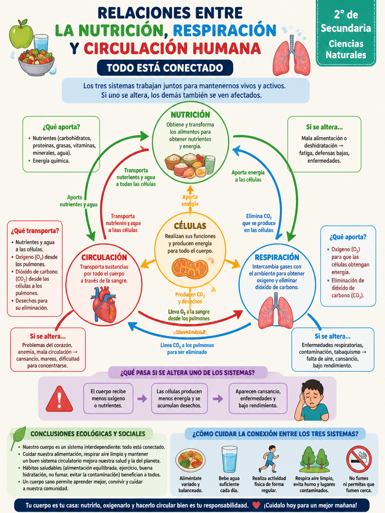 Relaciones entre la Nutrición, Respiración y Circulación Humana