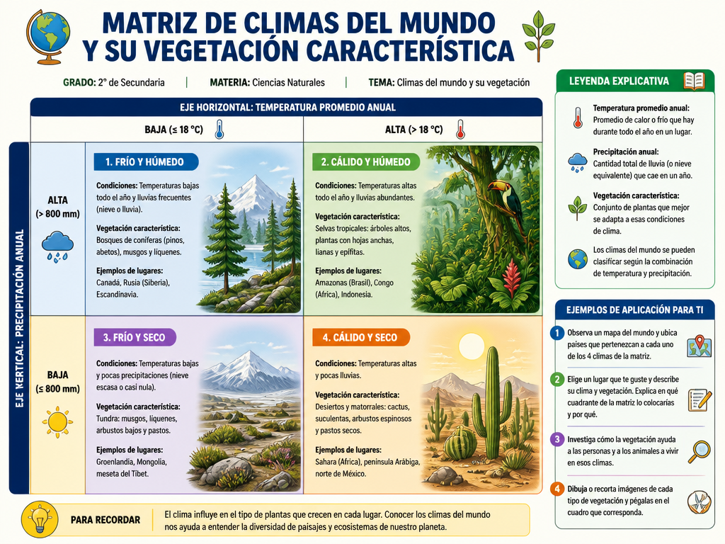 Matriz de Climas del Mundo y su Vegetación Característica