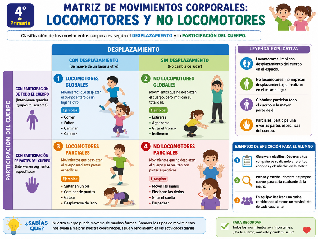 Matriz de Movimientos Corporales: Locomotores y No Locomotores