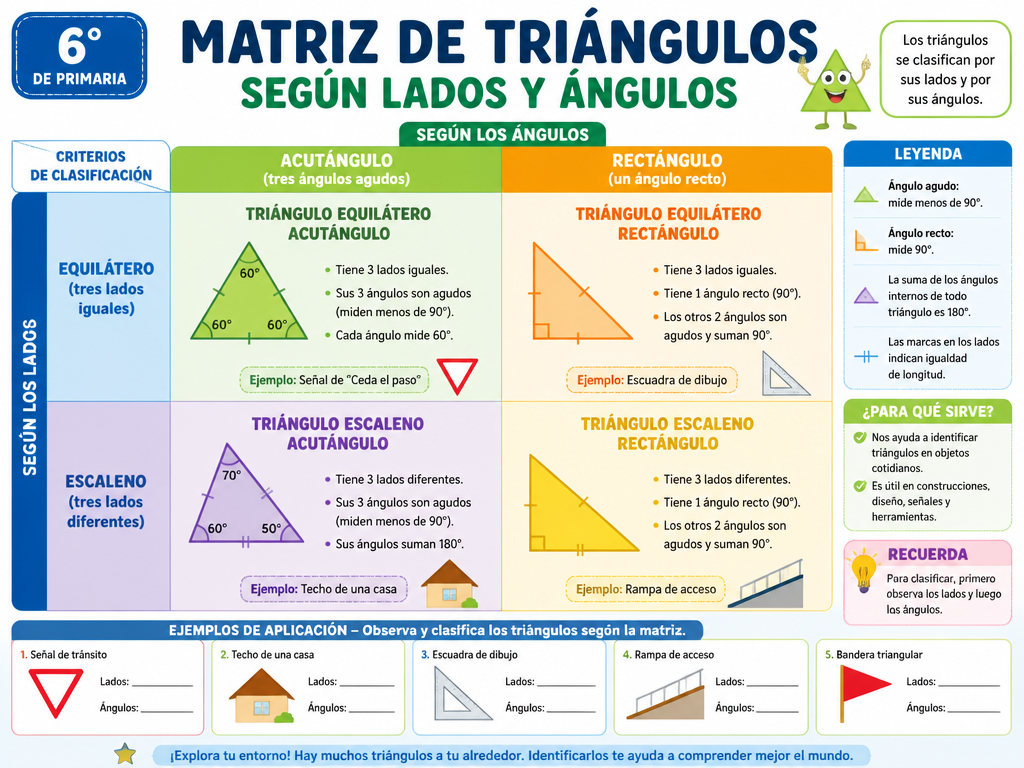 Matriz de Triángulos según Lados y Ángulos
