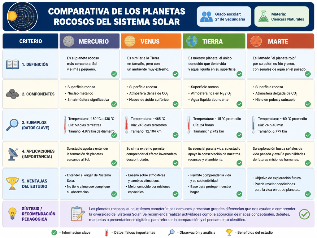 Comparativa de los Planetas Rocosos del Sistema Solar