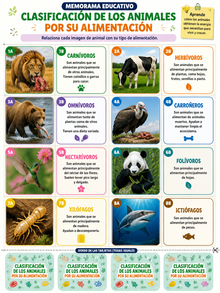 Clasificación de los Animales por su Alimentación