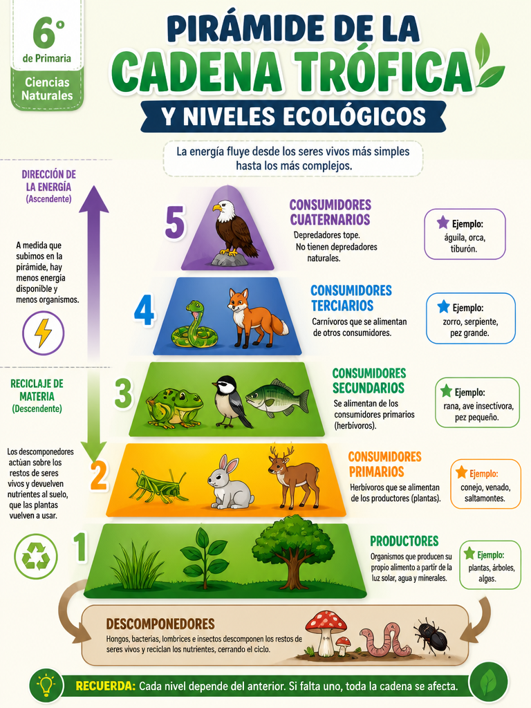 Pirámide de la Cadena Trófica y Niveles Ecológicos