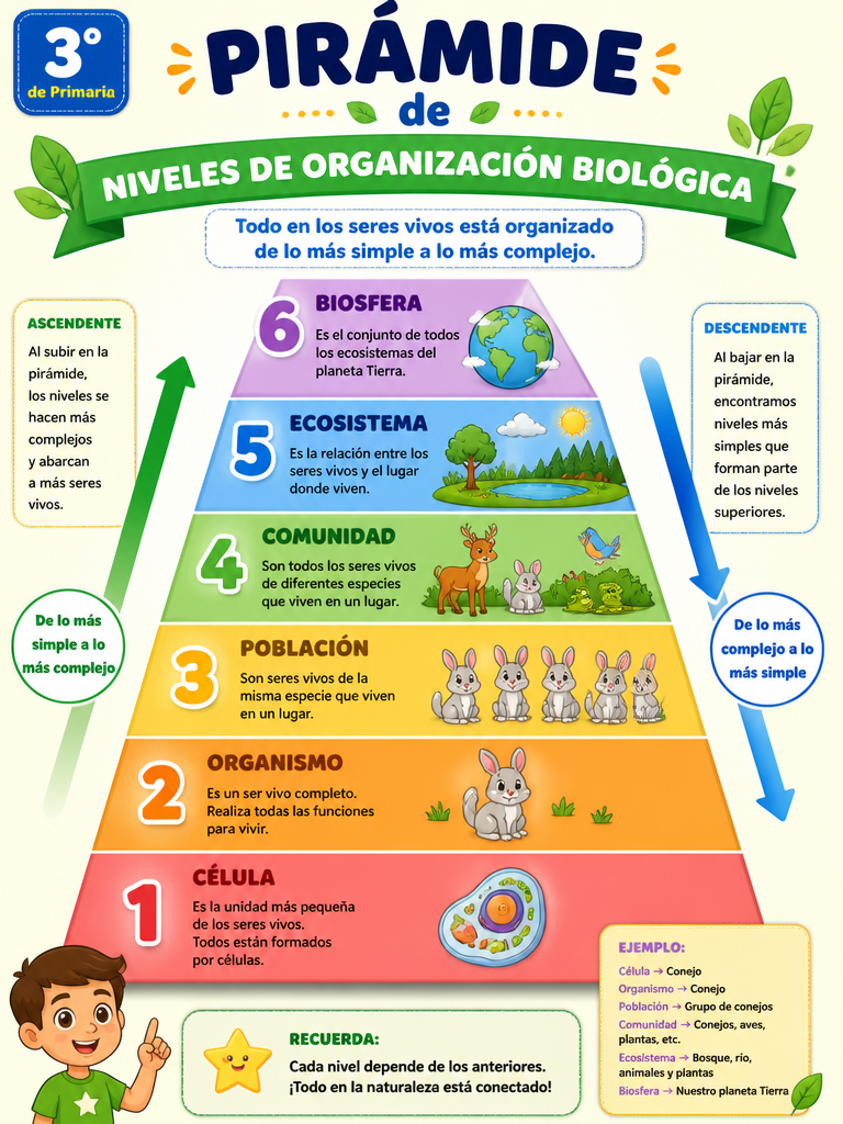 Pirámide de Niveles de Organización Biológica