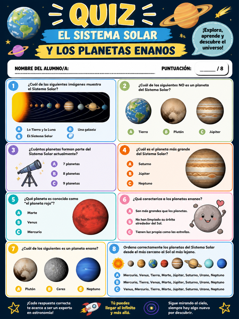 El Sistema Solar y los Planetas Enanos