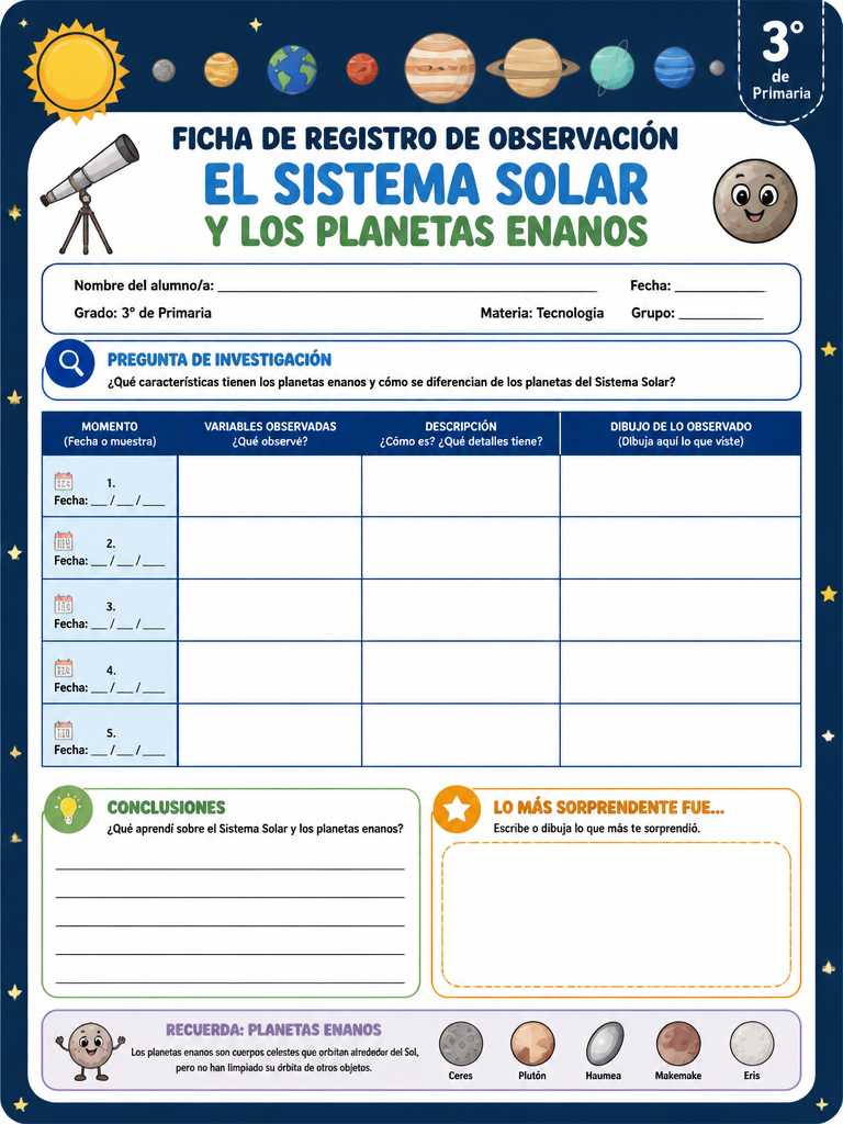 El Sistema Solar y los Planetas Enanos