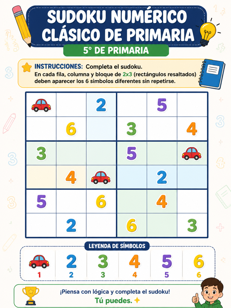 Sudoku Numérico Clásico de Primaria