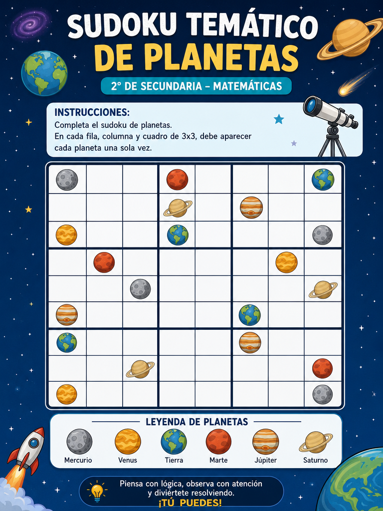 Sudoku Temático de Planetas