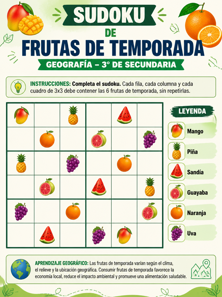 Sudoku de Frutas de Temporada
