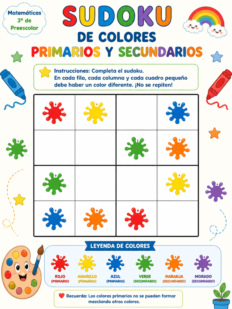 Sudoku de Colores Primarios y Secundarios