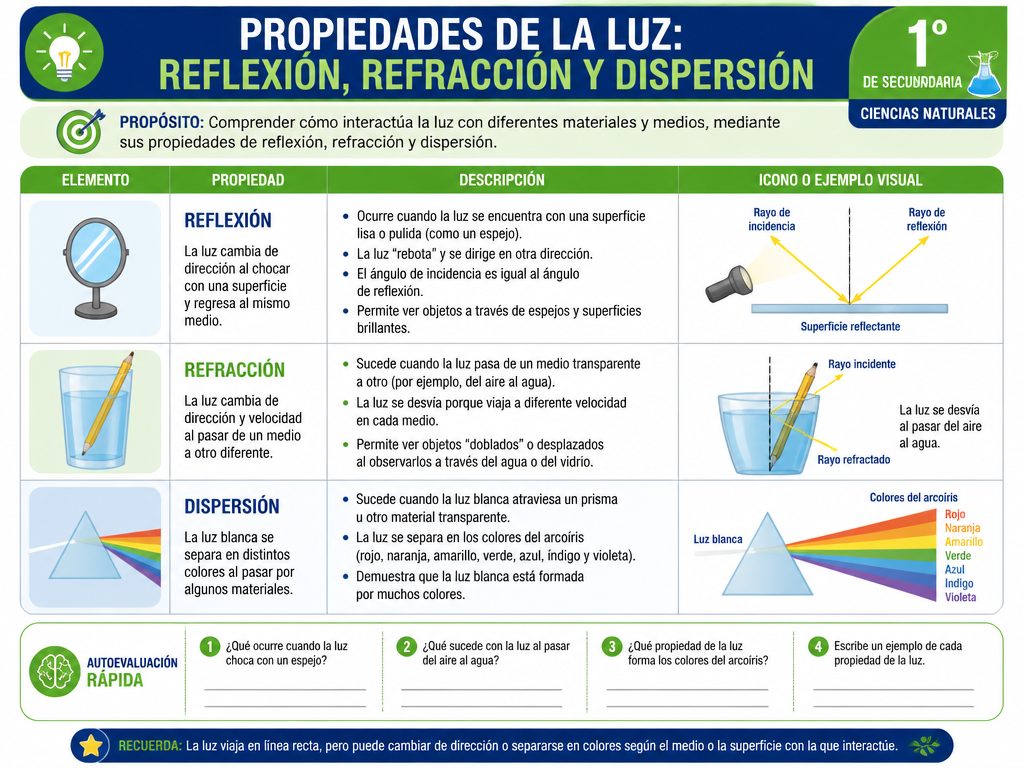 Propiedades de la Luz: Reflexión, Refracción y Dispersión