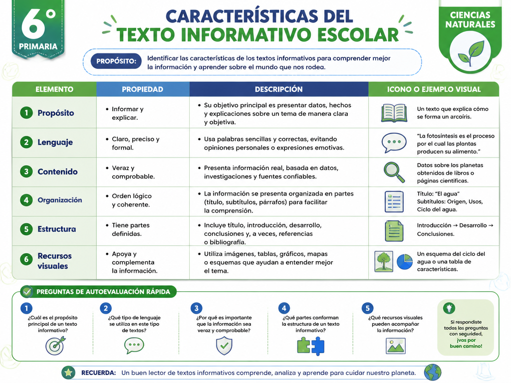 Características del Texto Informativo Escolar