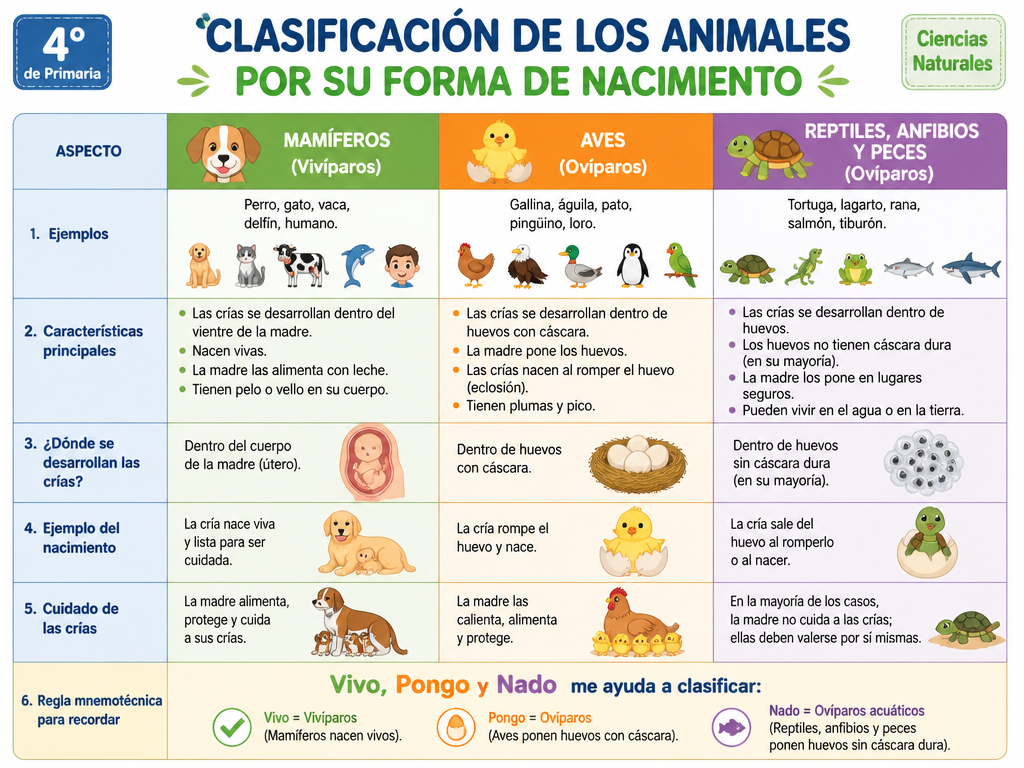 Clasificación de los Animales por su Forma de Nacimiento