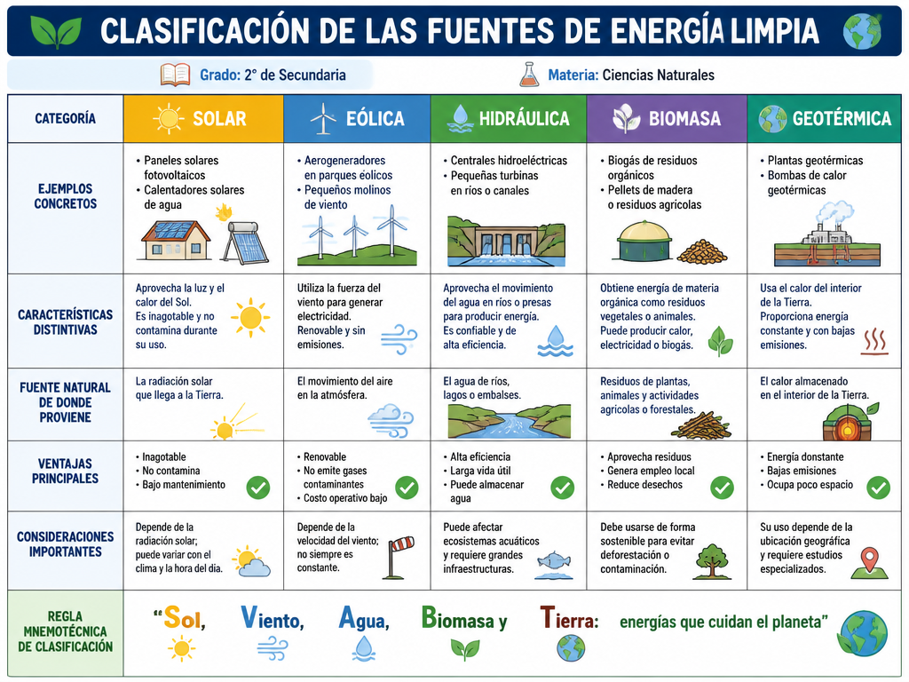 Clasificación de las Fuentes de Energía Limpia