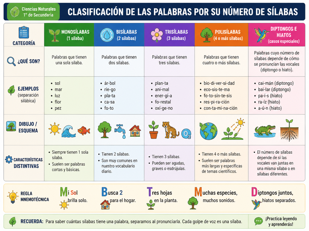 Clasificación de las Palabras por su Número de Sílabas