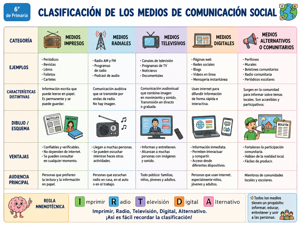 Clasificación de los Medios de Comunicación Social