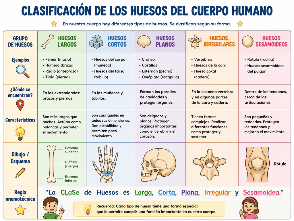 Clasificación de los Huesos del Cuerpo Humano