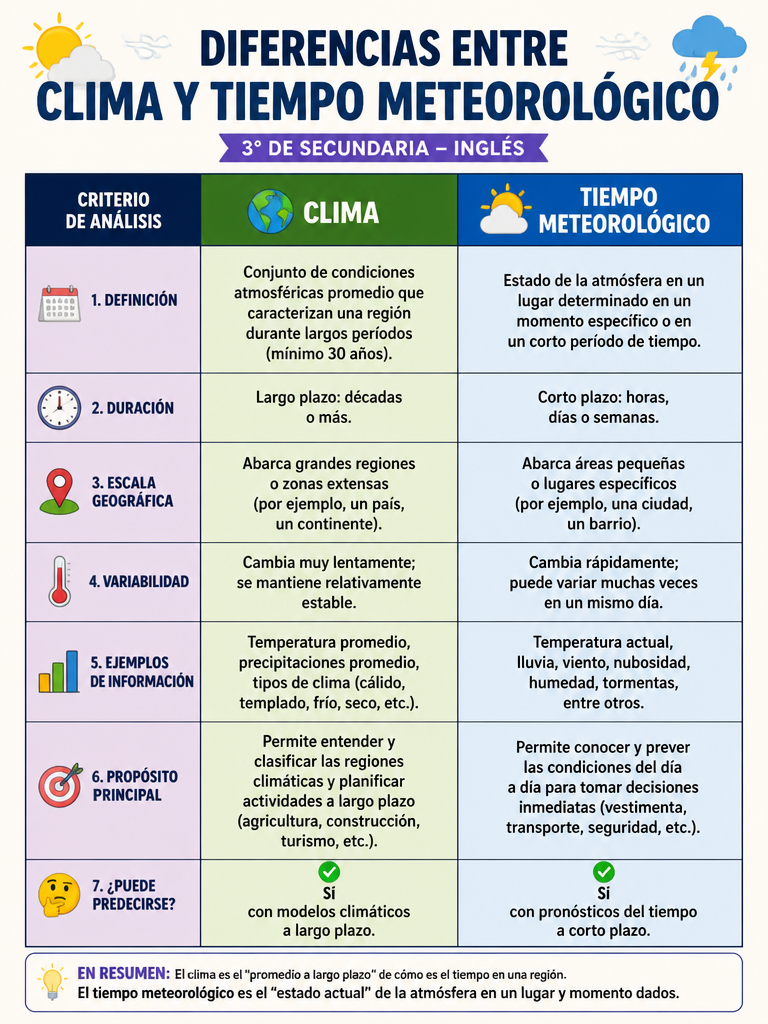 Diferencias entre Clima y Tiempo Meteorológico