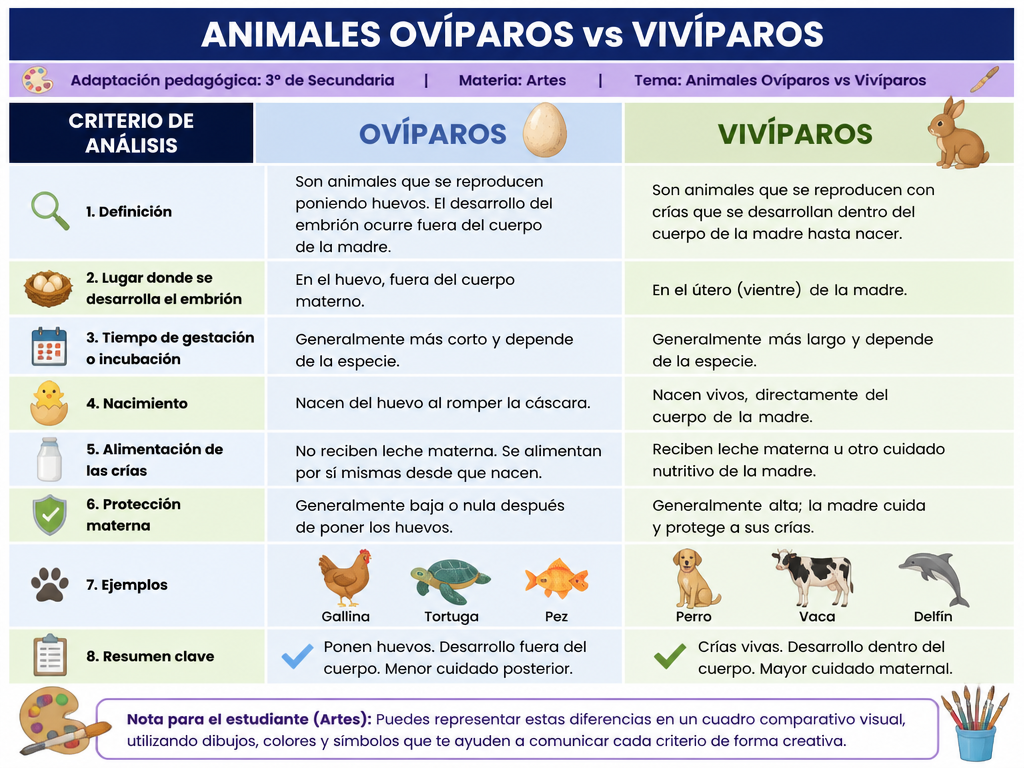 Animales Ovíparos vs Vivíparos