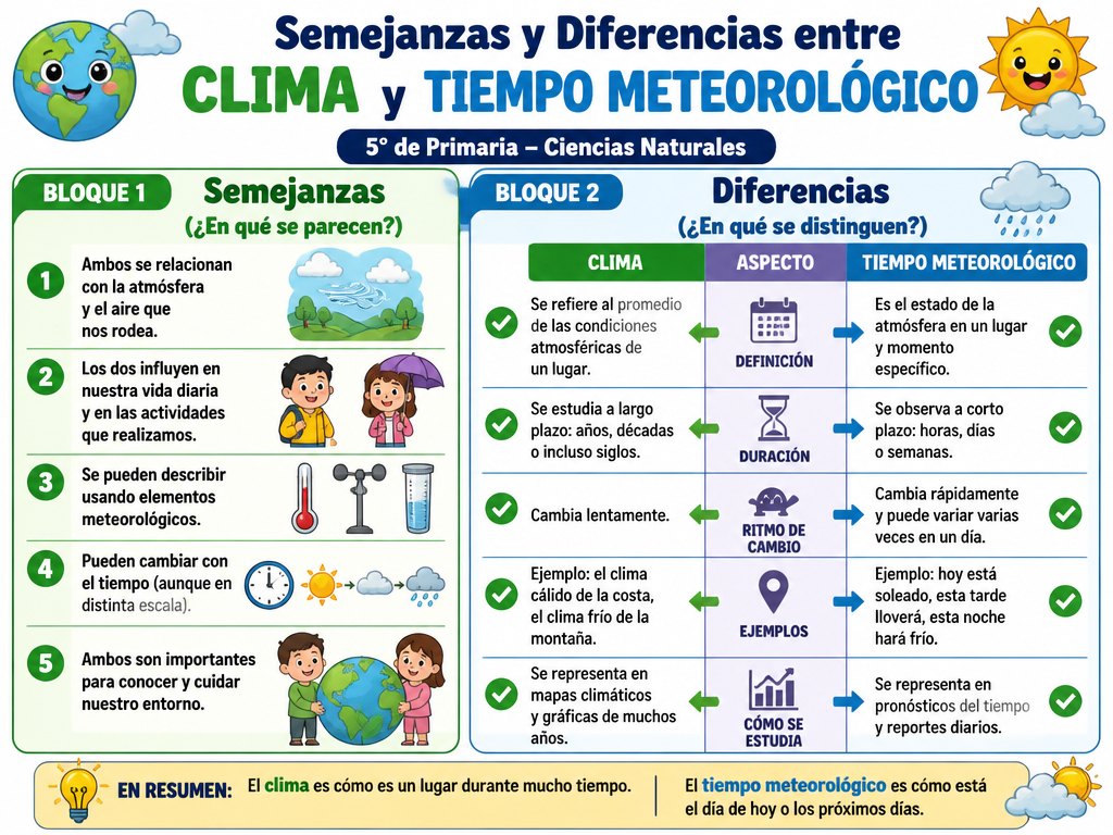 Semejanzas y Diferencias entre Clima y Tiempo Meteorológico