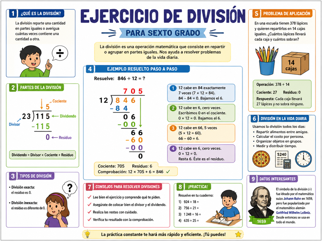 ejercicio de division para sexto — imagen 1 de 1